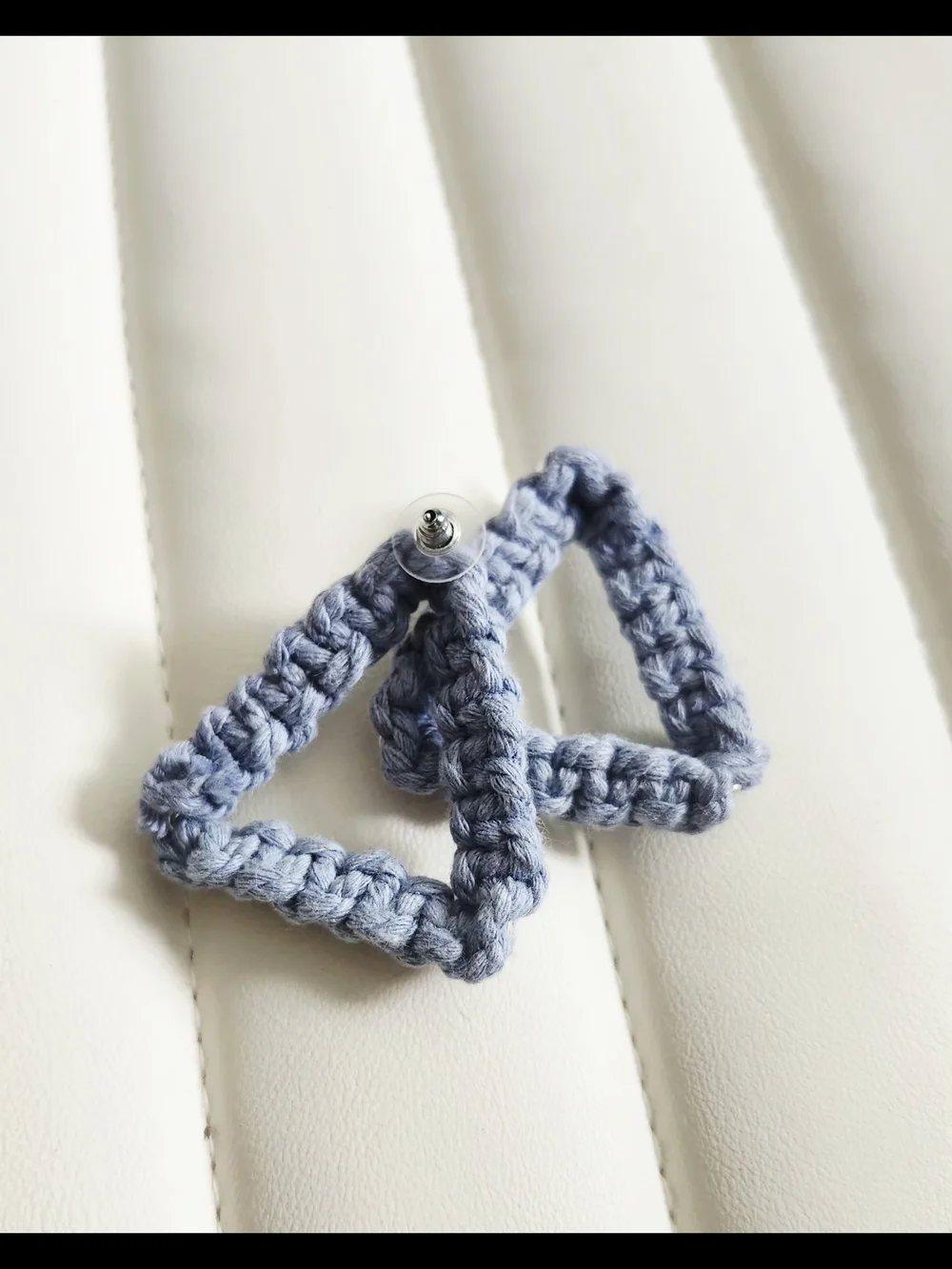 Macrame Earrings - Triangle Light Blue